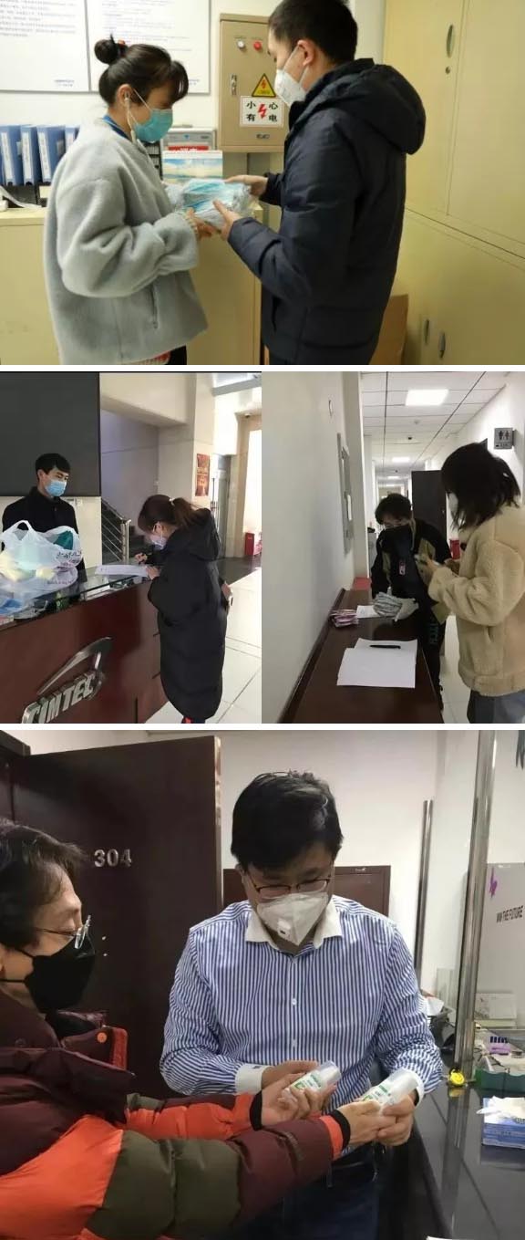 發(fā)放防護物資：口罩、手套、消毒液、洗手液